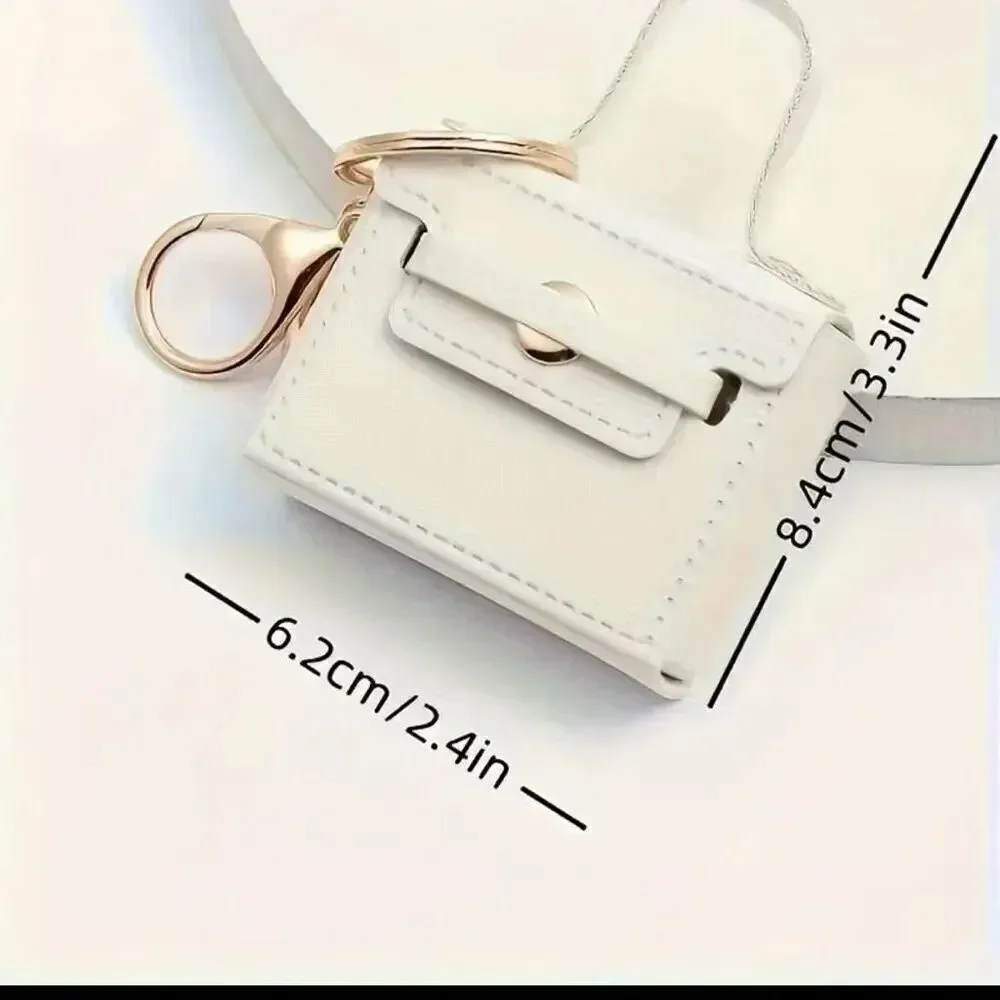 NWT White Pu leather & Gold Bag Purse opens Handbag Lobster Keyring Key holder